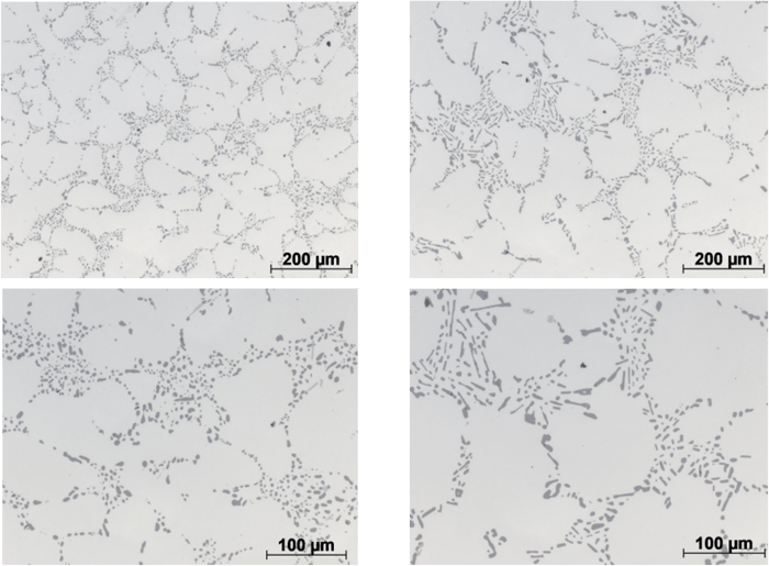 Images of part density with different investment casting processes
